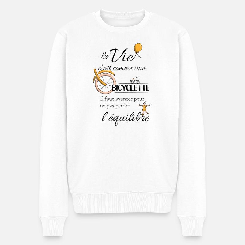 Equilibre et bicyclette - Pull Premium bio Homme - blanc