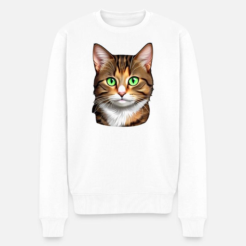 Süße Katze - Männer Premium Bio Pullover - Weiß