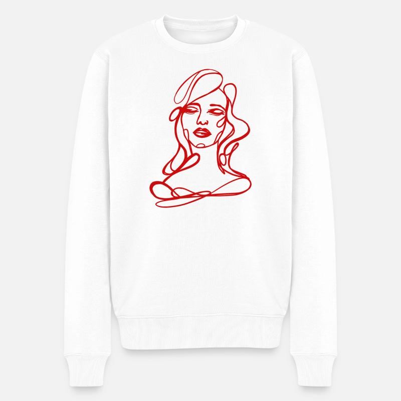 Portrait rouge – Illustration de mode - Pull Premium bio Homme - blanc