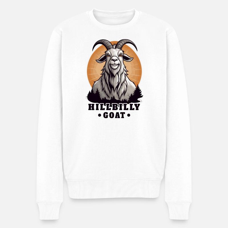 Hillbilly Ziegenbock - Männer Premium Bio Pullover - Weiß