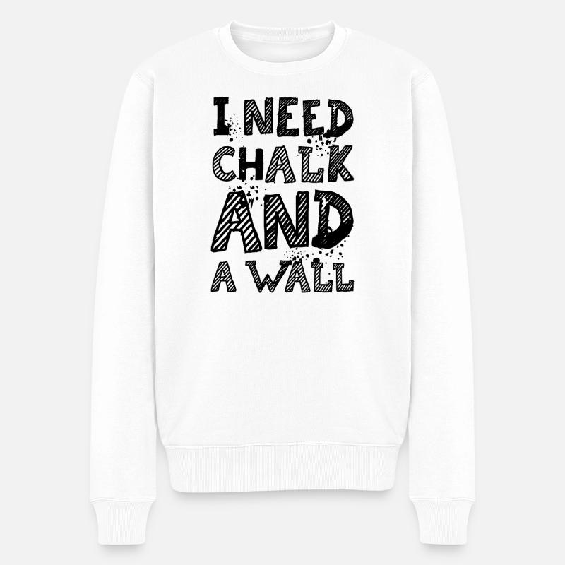 Chalk Boulder Klettern Wand lustige Sprüche Symbol - Männer Premium Bio Pullover - Weiß