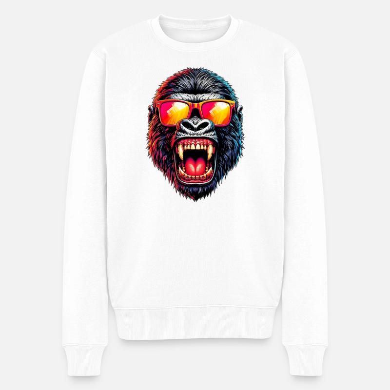 Gorilla - Männer Premium Bio Pullover - Weiß