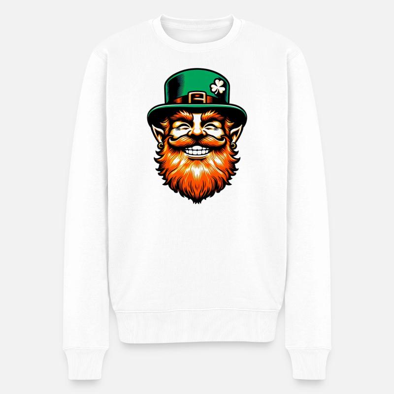 Irischer Kobold Irland - Männer Premium Bio Pullover - Weiß