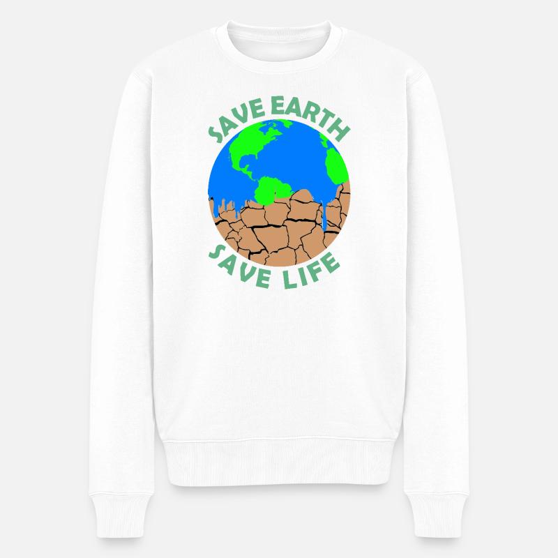 Save earth save life - Pull Premium bio Homme - blanc