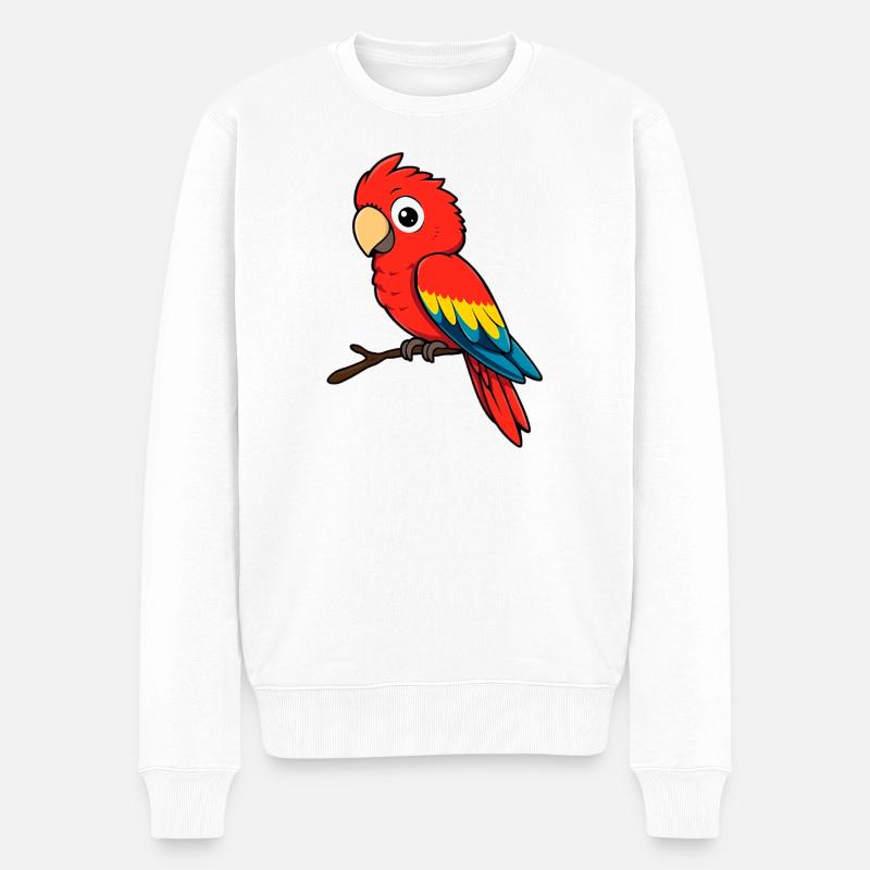 Papagei Roter Ara - Männer Premium Bio Pullover - Weiß