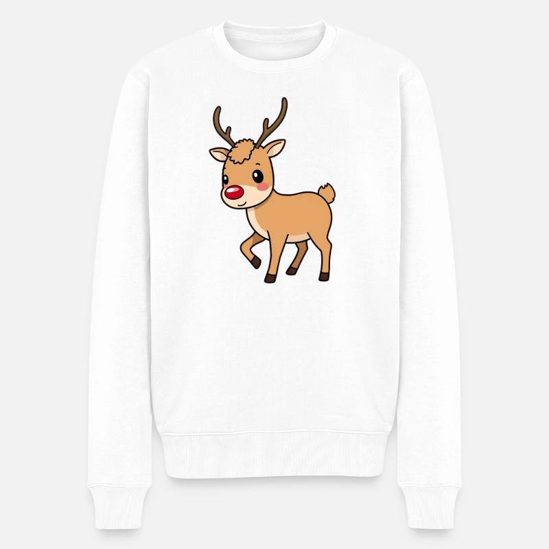 Rentier - Männer Premium Bio Pullover - Weiß