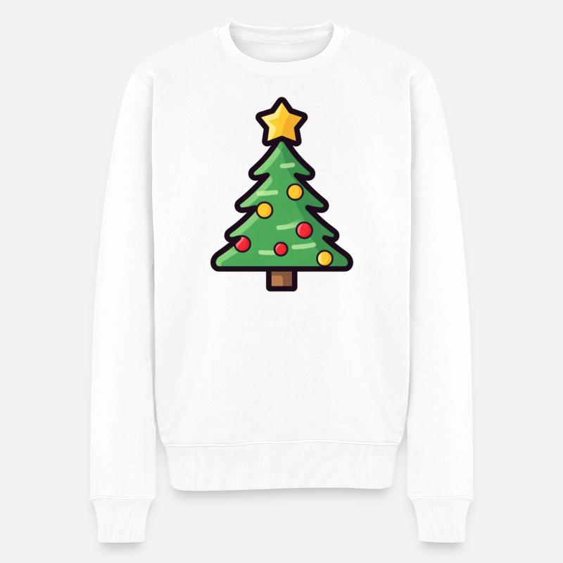 Conception de dessin animé d’arbre de Noël festif - Pull Premium bio Homme - blanc