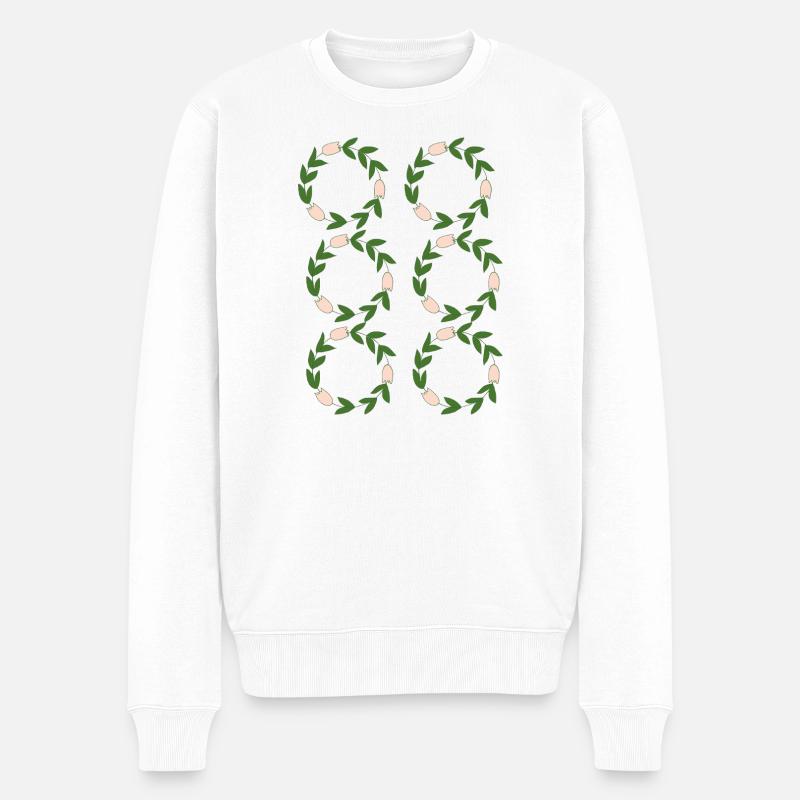 Blumenmuster in Gräser-Form - Männer Premium Bio Pullover - Weiß