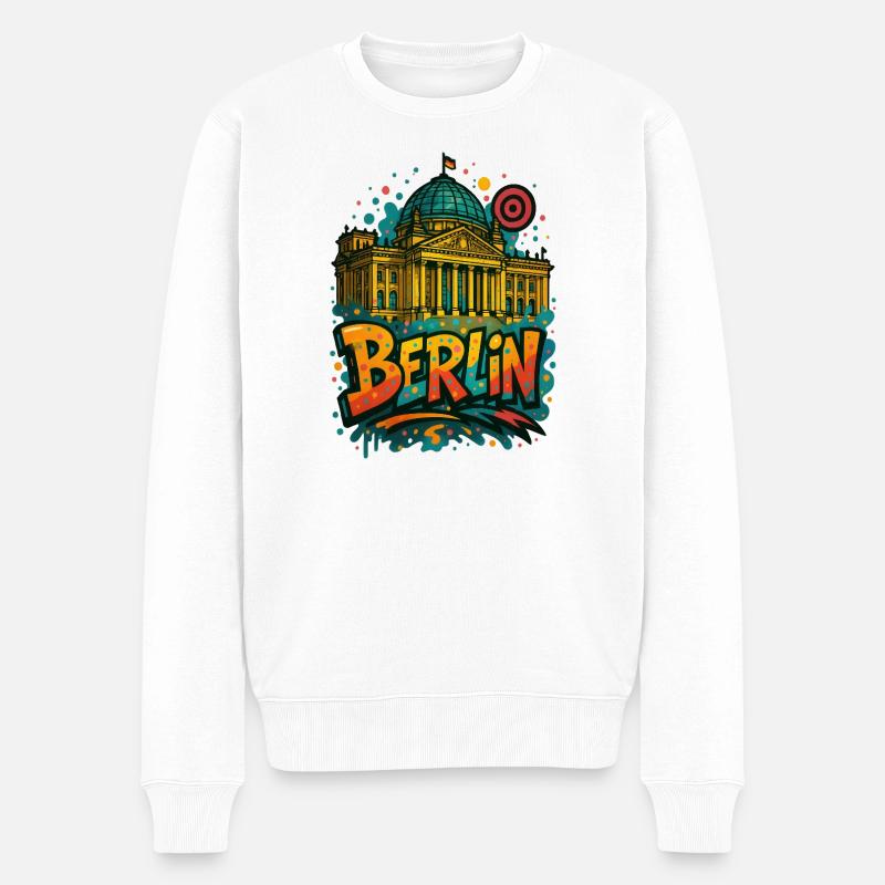 Reichstag Berlin Graffiti City Design - Männer Premium Bio Pullover - Weiß