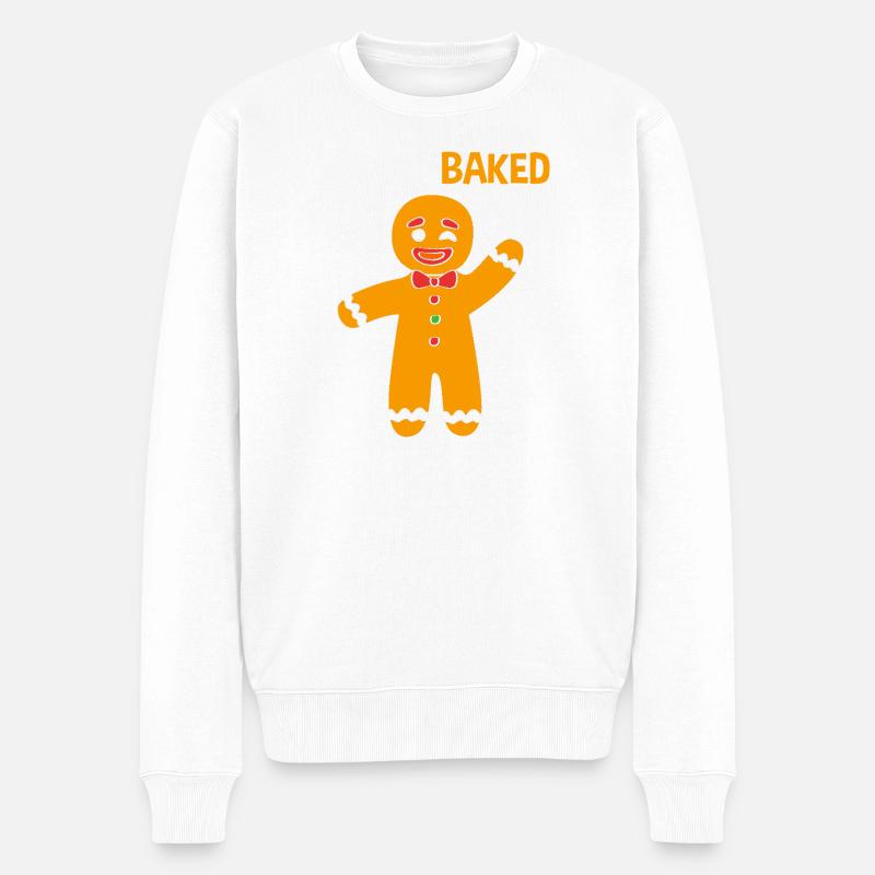 Weihnachten Lebkuchen Lebkuchenmann Gingerbread - Männer Premium Bio Pullover - Weiß