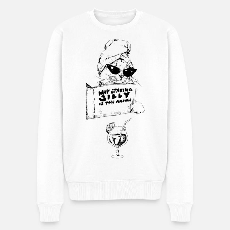 POURQUOI RESTER IDIOT EST LA RÉPONSE - Pull Premium bio Homme - blanc