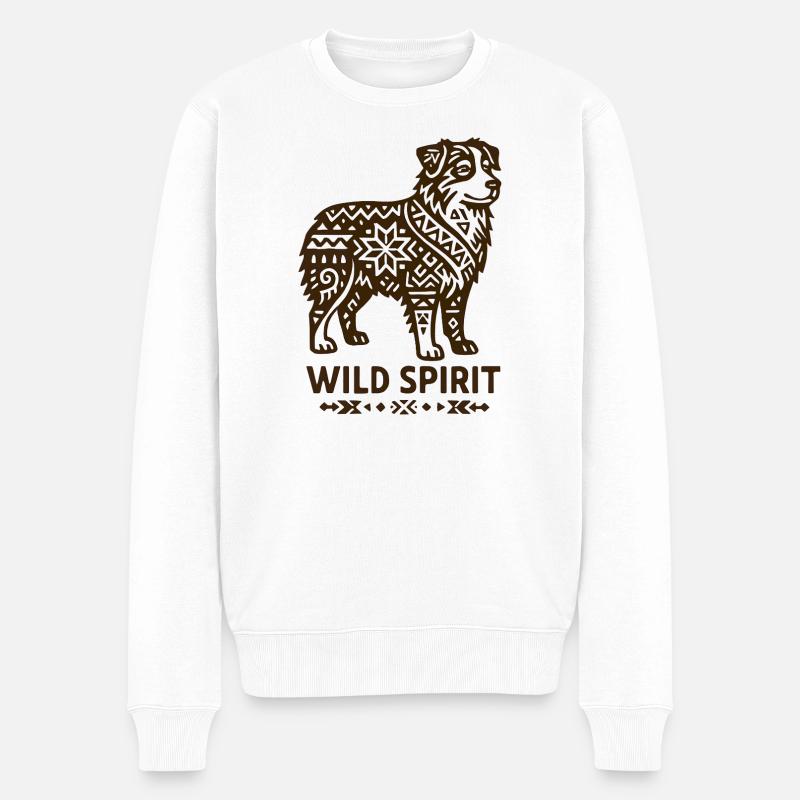 Australian Shepherd Wilder Stammeshund - Männer Premium Bio Pullover - Weiß