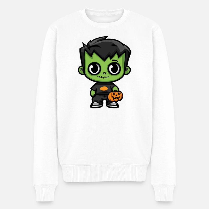 Zombie Halloween Niedlich Comic - Männer Premium Bio Pullover - Weiß
