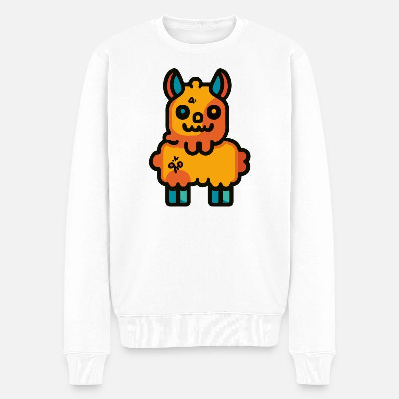 Alpaka Llama Halloween Zombie - Männer Premium Bio Pullover - Weiß