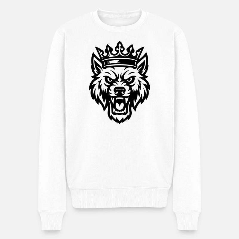 Wolf - Männer Premium Bio Pullover - Weiß