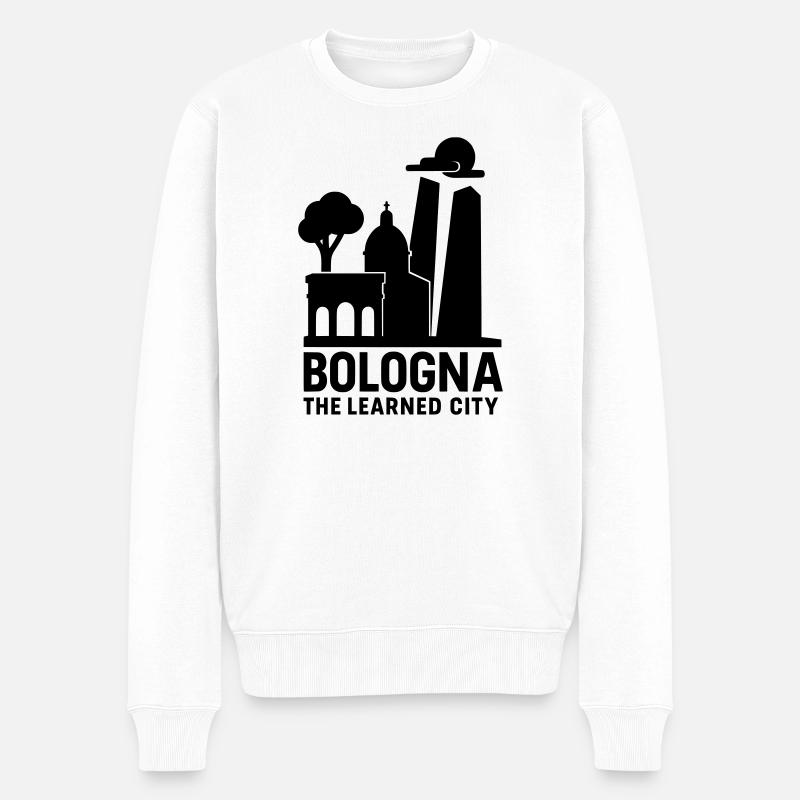 Bologna Italien Silhouette - Männer Premium Bio Pullover - Weiß