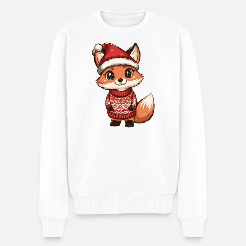 Fuchs Weihnachten - Männer Premium Bio Pullover - Weiß