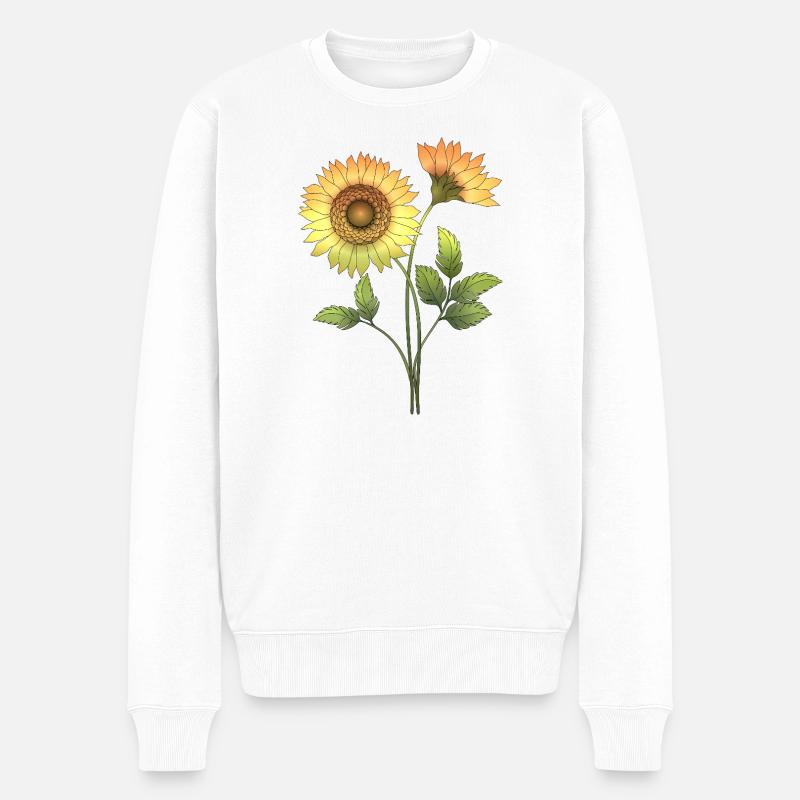 Blumen - Männer Premium Bio Pullover - Weiß