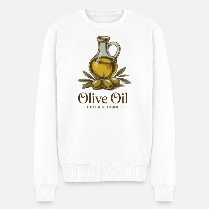 Olivenöl - Männer Premium Bio Pullover - Weiß