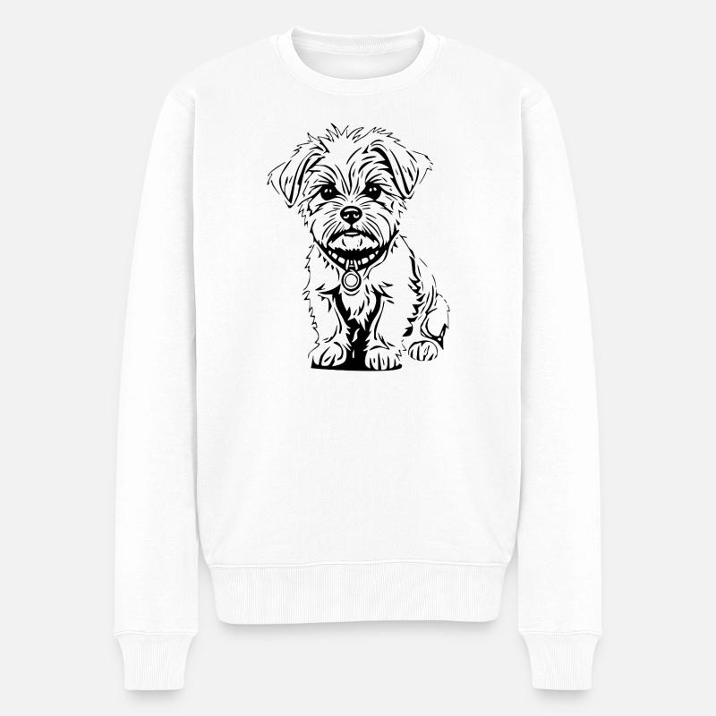 süßer Hund schwarz - Männer Premium Bio Pullover - Weiß