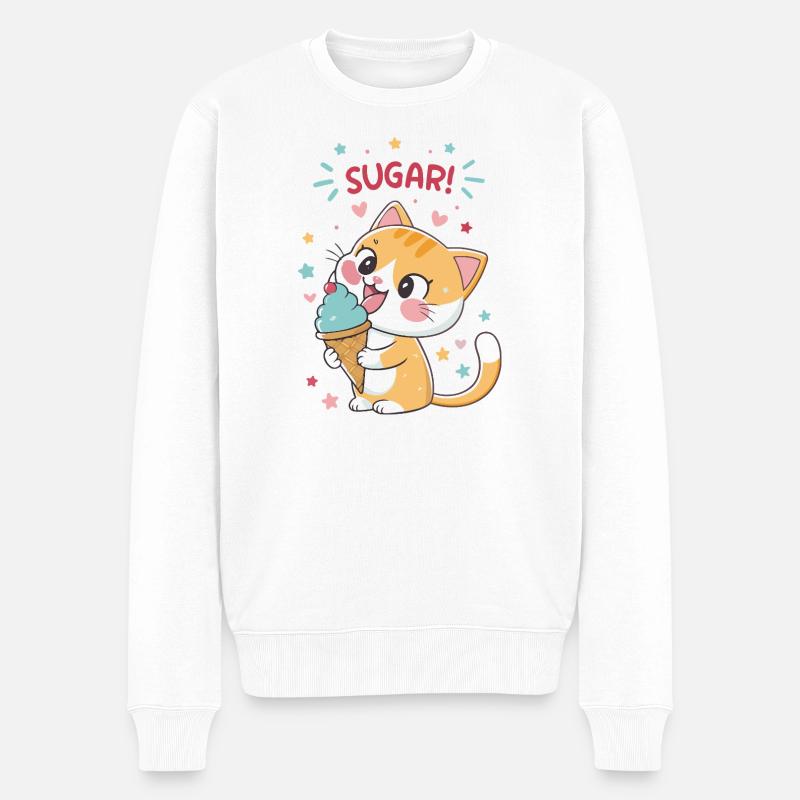 Festliche Gourmet-Katzen-Eiscreme - Männer Premium Bio Pullover - Weiß