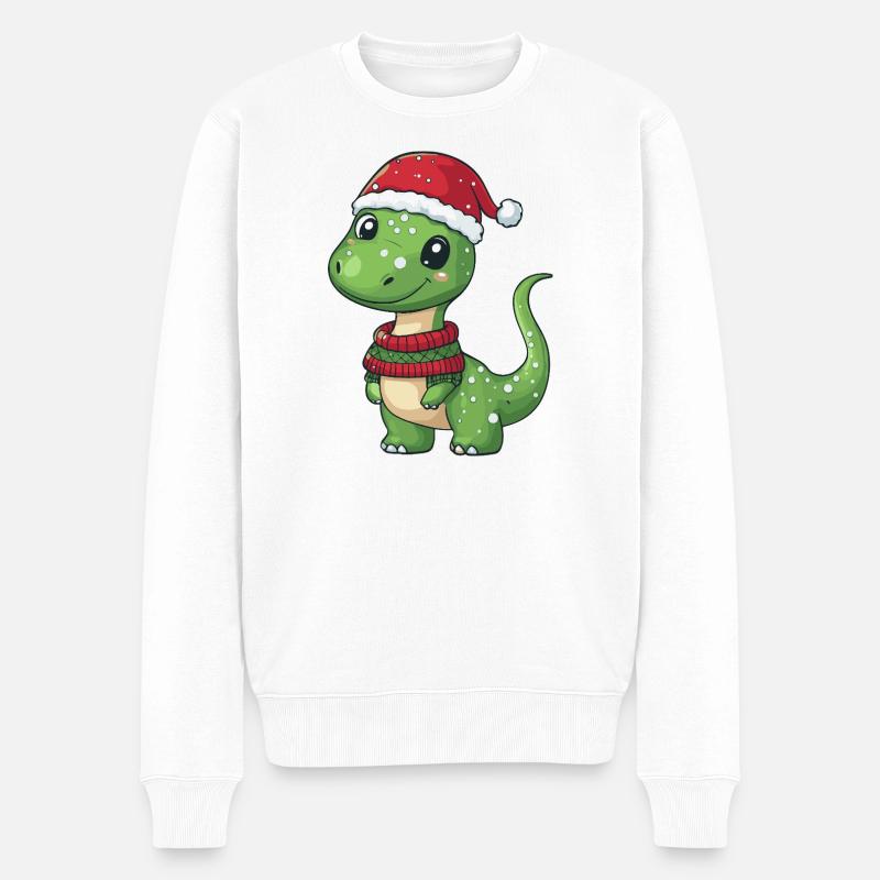 Dinosaurier brontosaurus Weihnachten Xmas - Männer Premium Bio Pullover - Weiß