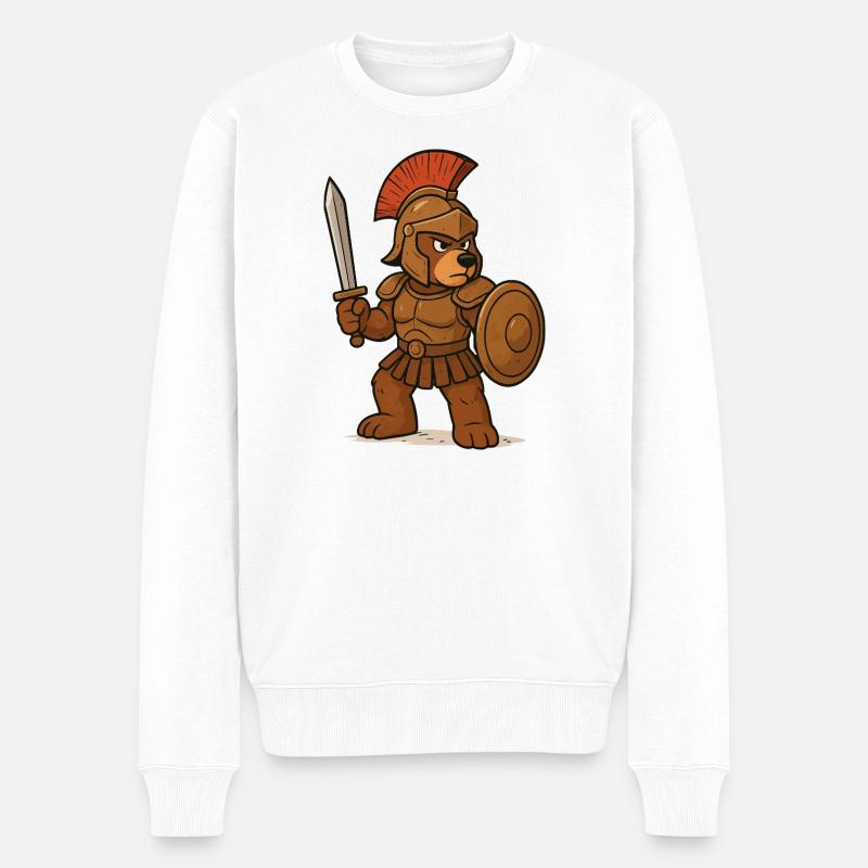 Sparta Bär Gladiator - Männer Premium Bio Pullover - Weiß