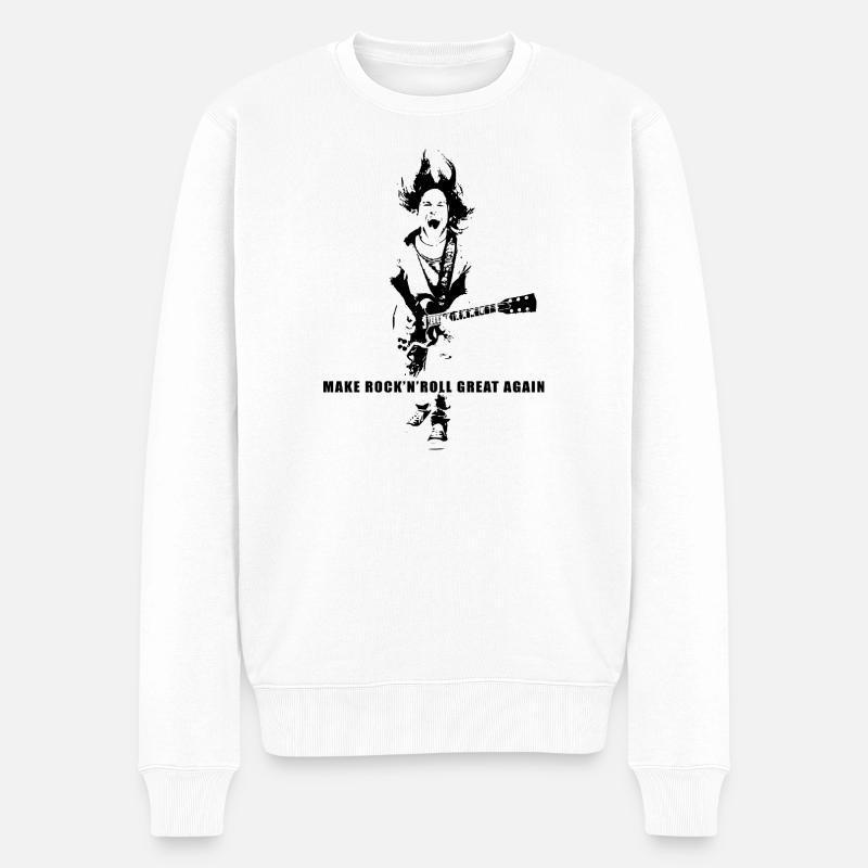 Mach Rock'n'Roll wieder großartig - Männer Premium Bio Pullover - Weiß