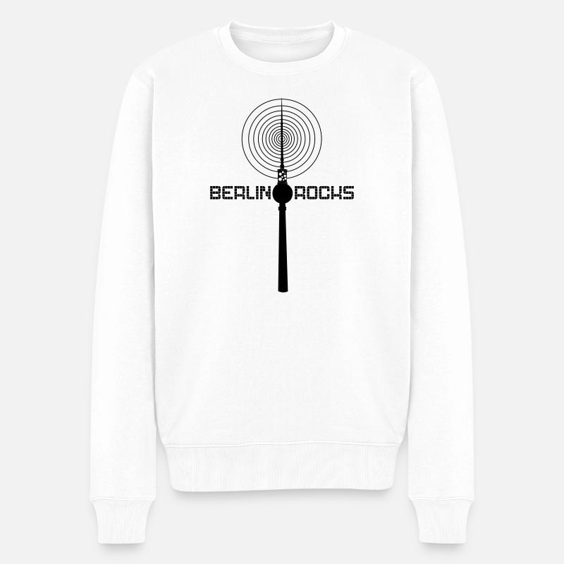 Berlin Rocks - Männer Premium Bio Pullover - Weiß