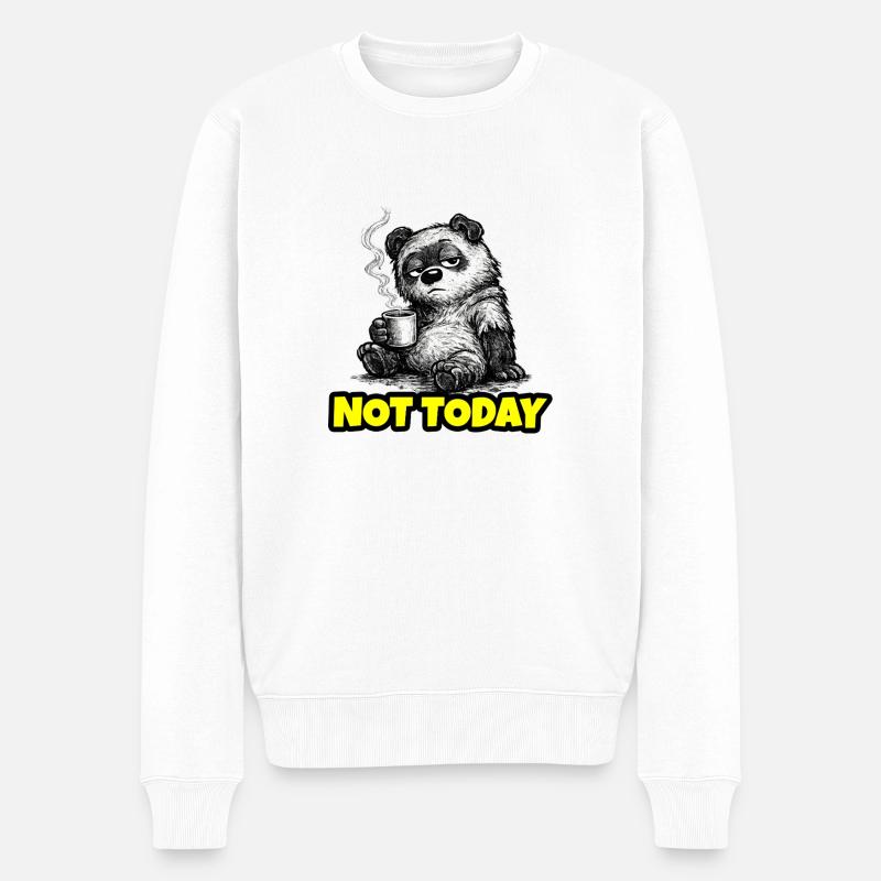 Not Today – Grumpy Bear Coffee (Sketch) - Männer Premium Bio Pullover - Weiß
