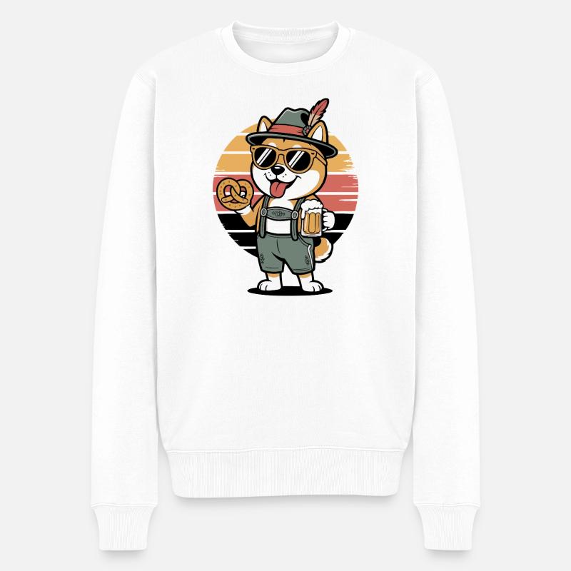 German Shiba Hund Retro - Männer Premium Bio Pullover - Weiß