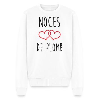 Lead Wedding 14 Jahre Ehe - Männer Premium Bio Pullover - Weiß - Vorne - Thijin (182cm)