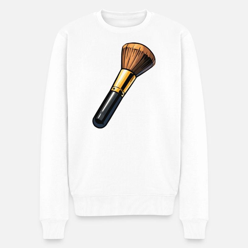 Makeup Pinsel Illustration - Männer Premium Bio Pullover - Weiß