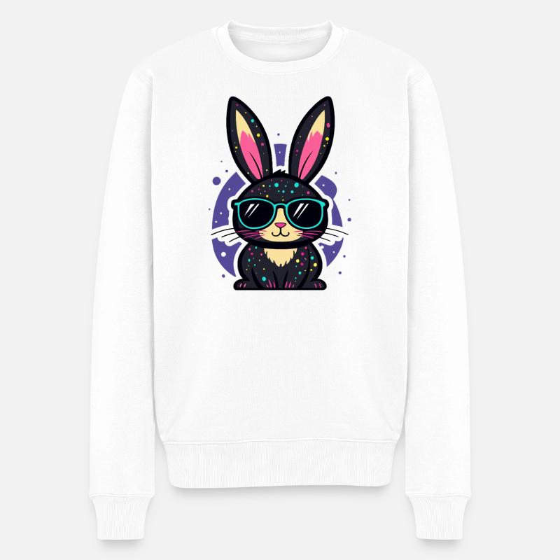 Lapin néon chic avec lunettes - Pull Premium bio Homme - blanc
