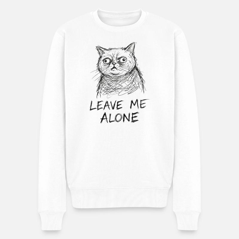 Croquis de chat : Laisse-moi tranquille - Pull Premium bio Homme - blanc