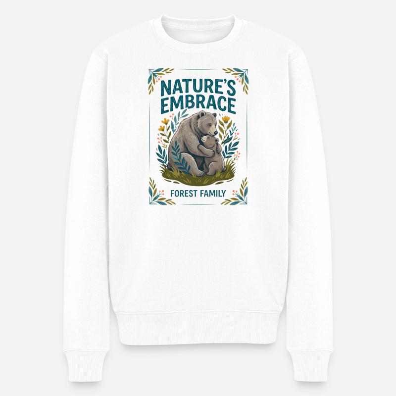 Bärenfamilie - Männer Premium Bio Pullover - Weiß