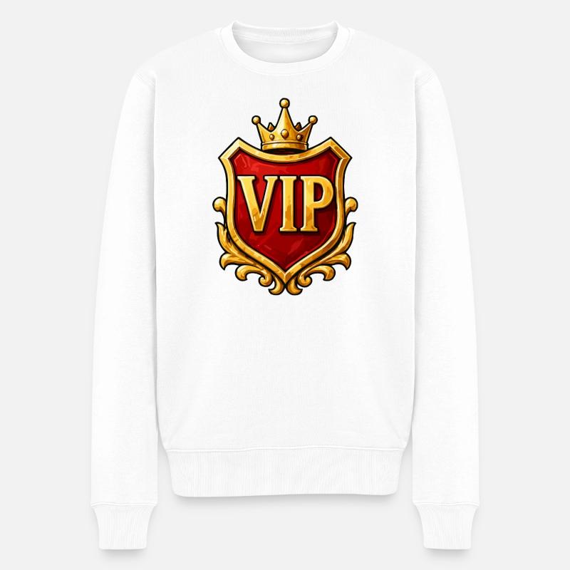 VIP Wappen Krone Emblem - Männer Premium Bio Pullover - Weiß