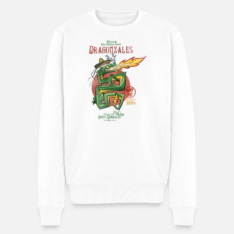 Dragonzales Pimenté Dragon Vert - Pull Premium bio Homme - blanc