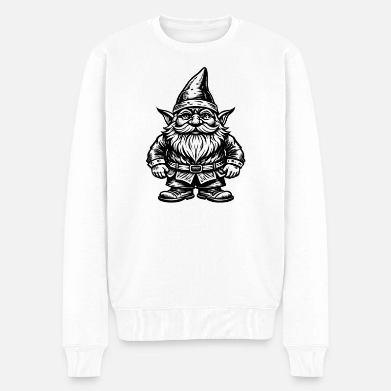 Gnome - Männer Premium Bio Pullover - Weiß