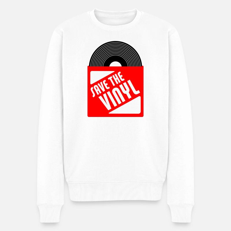 save the vinyl - Männer Premium Bio Pullover - Weiß