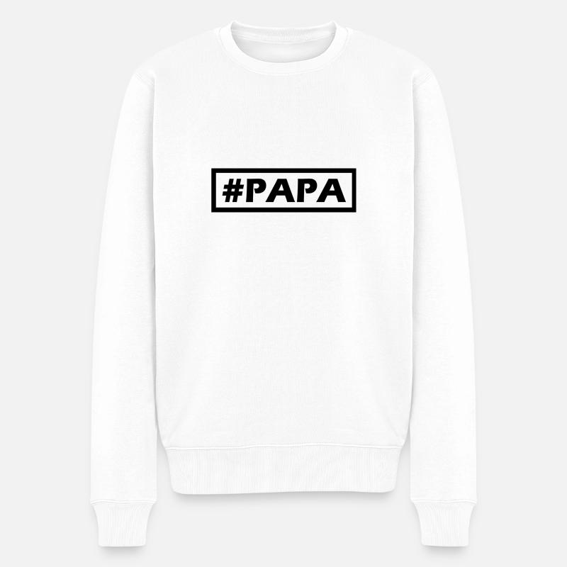 #PAPA simple modern design - Männer Premium Bio Pullover - Weiß
