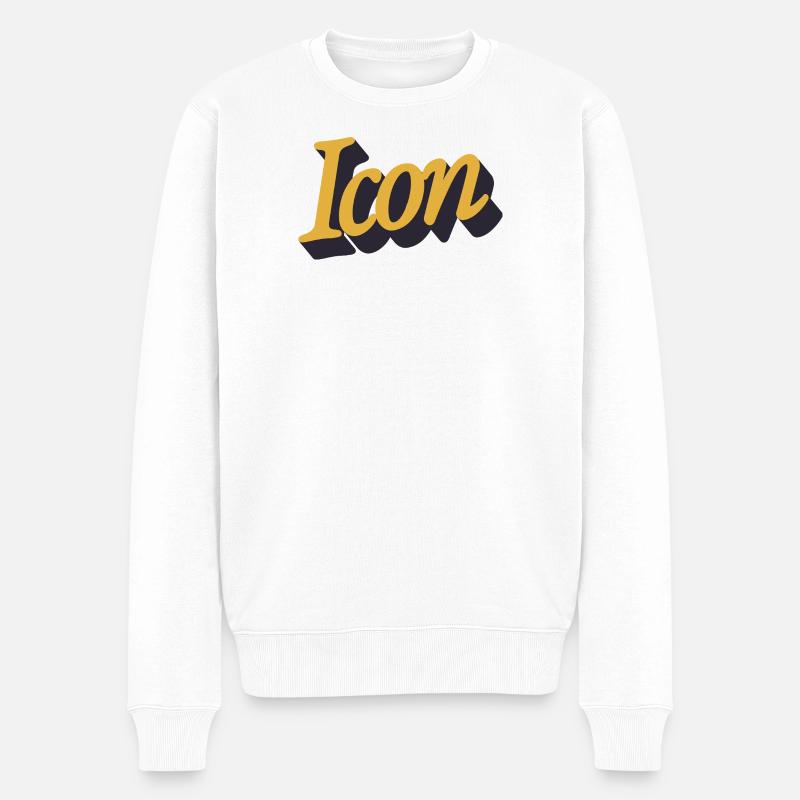 Retro Icon Schriftlogo - Männer Premium Bio Pullover - Weiß