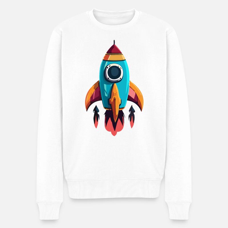 Rakete - Männer Premium Bio Pullover - Weiß