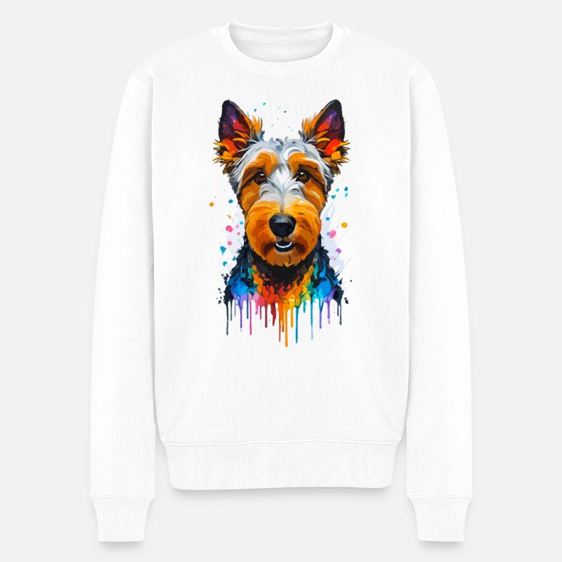 Airedale Terrier - Pull Premium bio Homme - blanc