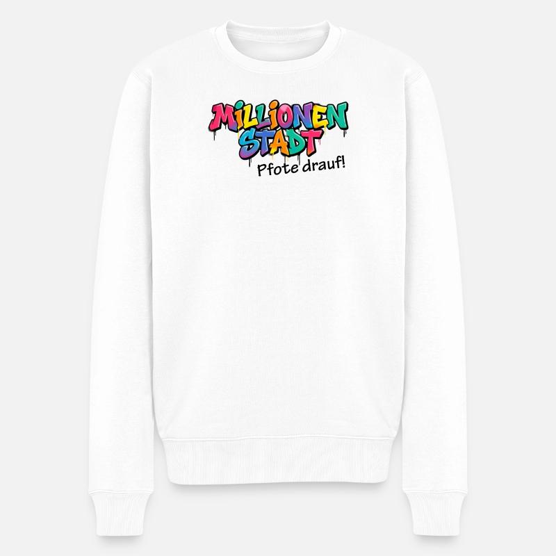 Millionenstadt Graffiti – Pfote drauf! - Männer Premium Bio Pullover - Weiß