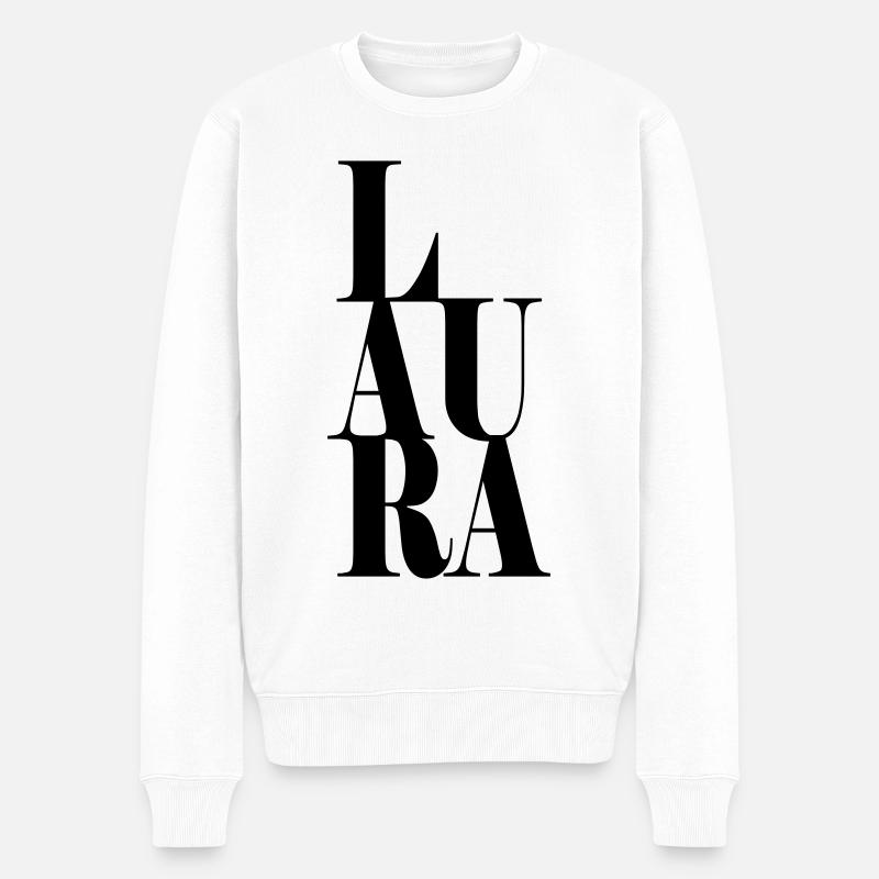 Laura Name Vorname Moderne Schrift Wort Art - Männer Premium Bio Pullover - Weiß