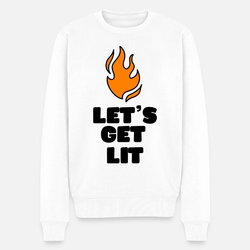 FEUERZEUG BRAND FEUER LAGER LAGERFEUER CAMP MOTIVE - Männer Premium Bio Pullover - Weiß
