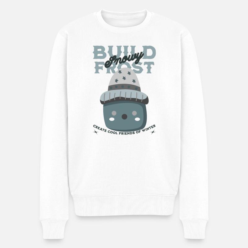 BUILD SNOWY FROST - Männer Premium Bio Pullover - Weiß