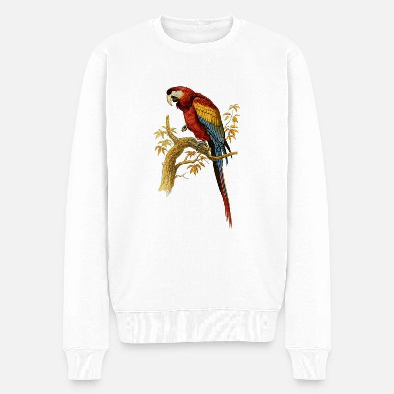 Papagei Vogel Illustration Papagei Ara Arara Macao - Männer Premium Bio Pullover - Weiß