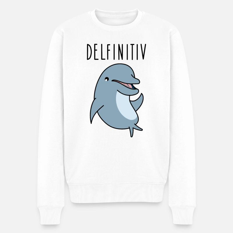 Lustiger Delfin - Männer Premium Bio Pullover - Weiß
